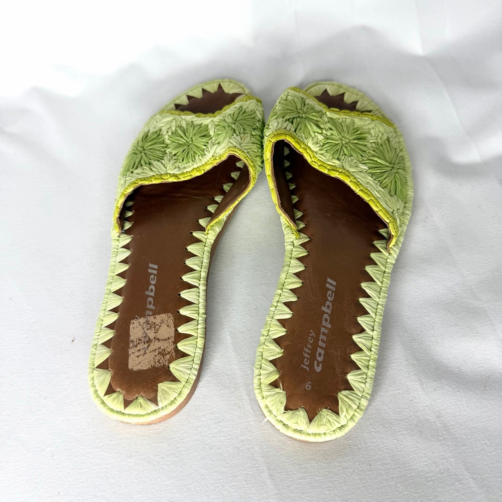 Jeffrey Campbell Lime Green Dane Woven Slides Size 9 - Picture 4 of 8